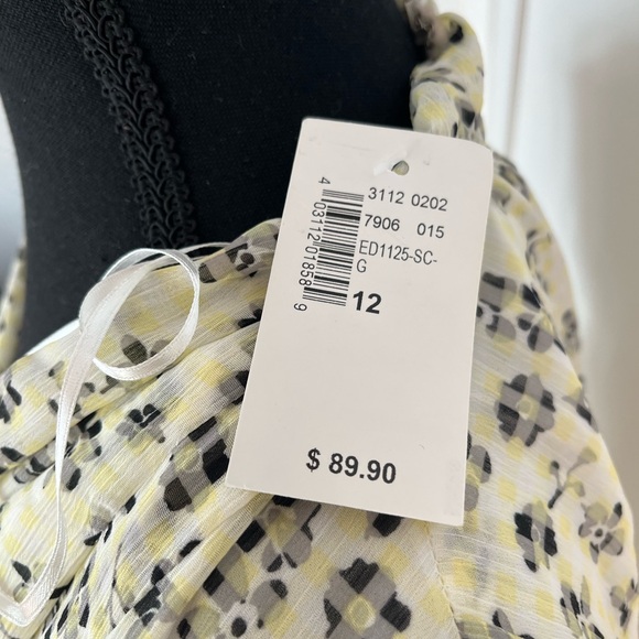 NWT Cute Black/Yellow/White Floral, sheer outer layer dress, Sz 12 fr Ricki’s - Picture 2 of 10